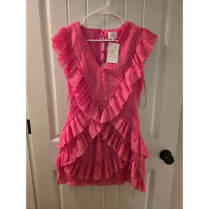Women's Kookai Pink Ruffle Mini Dress L